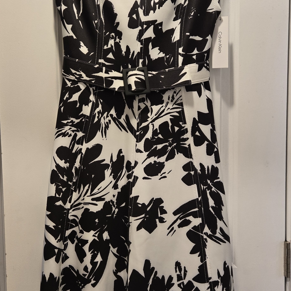 Calvin Klein Black and White Midi Dress - Picture 4 of 9